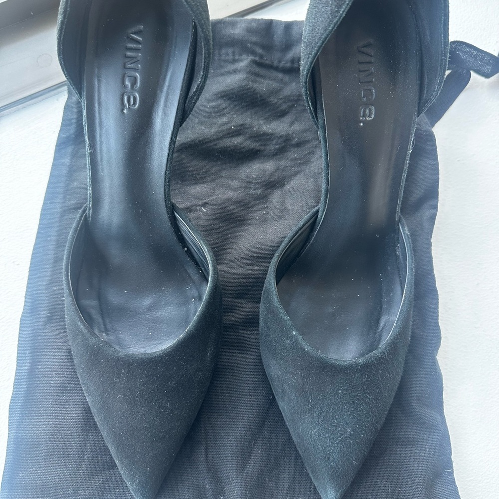 Vince black suede d'Orsay pumps w/dust bag